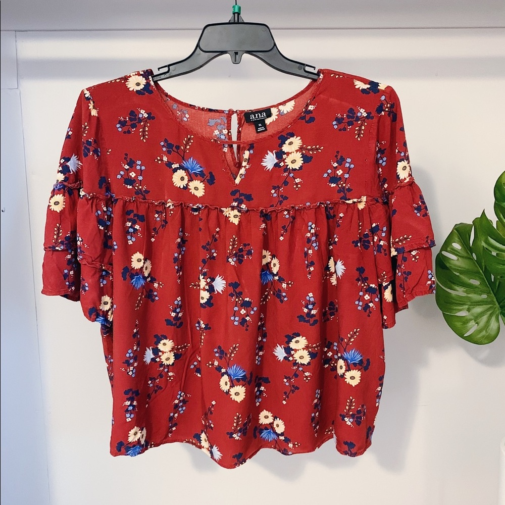 Smock Top with Ruffled Short Sleeve